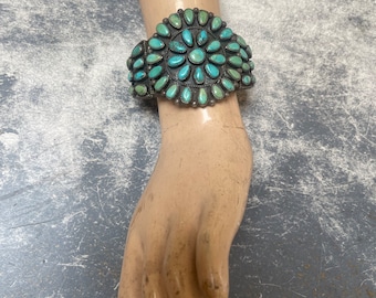 Vintage Turquoise Zuni Men's Large Cuff Old Pawn Native American jewelry