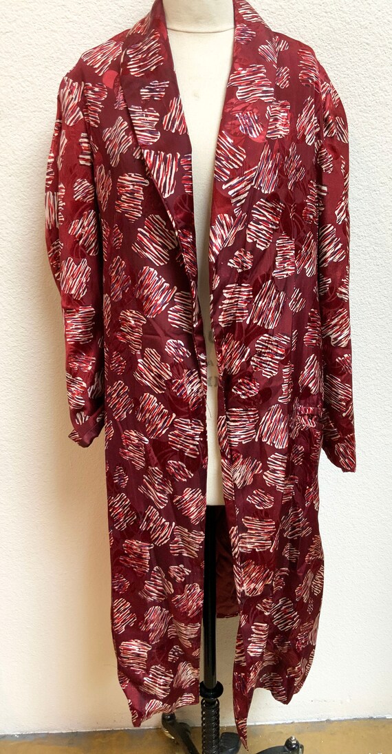 Vintage 50s 60s Brocade and print Burgundy Unisex… - image 2