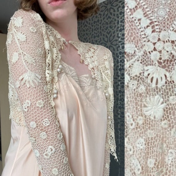 Vintage 1910's RARE Irish Crochet Cardigan Edwardi