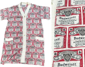 1970s Vintage Budweiser Cotton Terrycloth Robe Large Unisex