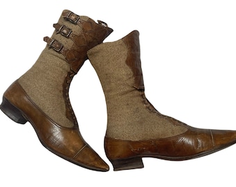 PRICE DROP! Vintage Victorian Tweed Boots Rare Equestrian Riding Booties