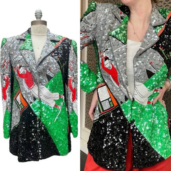 REDUCED! Vintage 1980s Jeanette Sequined Embroide… - image 1