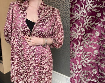 Vintage 1920s 1930s Embroidered Purple Jacket Silk Lining RARE