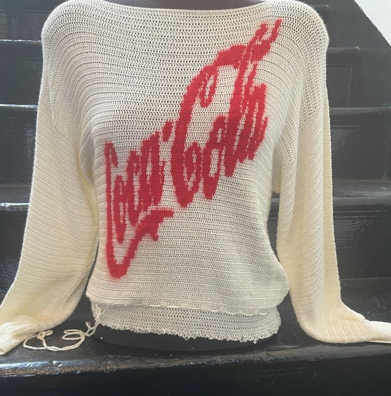 Vintage 1970s 80s Knit Coca-Cola Novelty Sweater - image 6