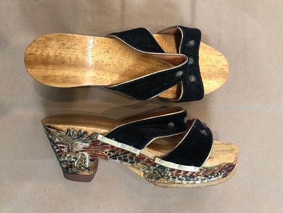 1940s Carved Dragon Wooden Heels