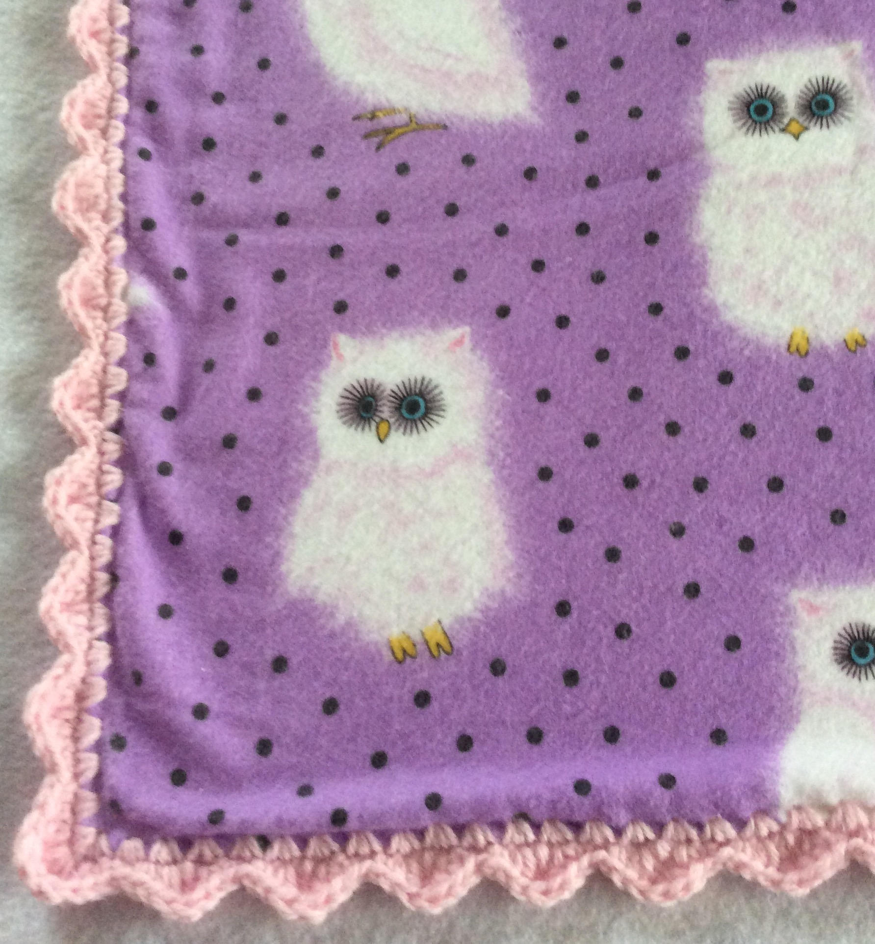Receiving Blanket Crocheted Edging Blanket Snow White Owl Etsy