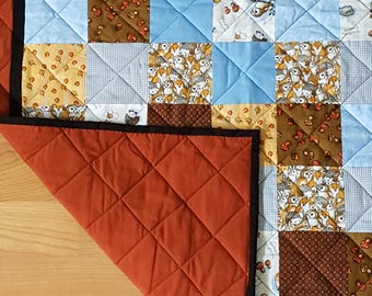 Woodland Creatures Quilt, Owl Quilt, Fox Quilt, Hedgehog Quilt, Autumn Colors Quilt, Mushrooms Quilt, Bunny Quilt, Autumn Leaves Quilt