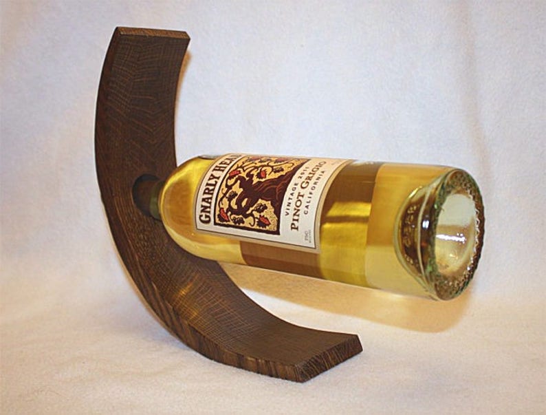 Curved White Oak Wine Bottle Holder Etsy