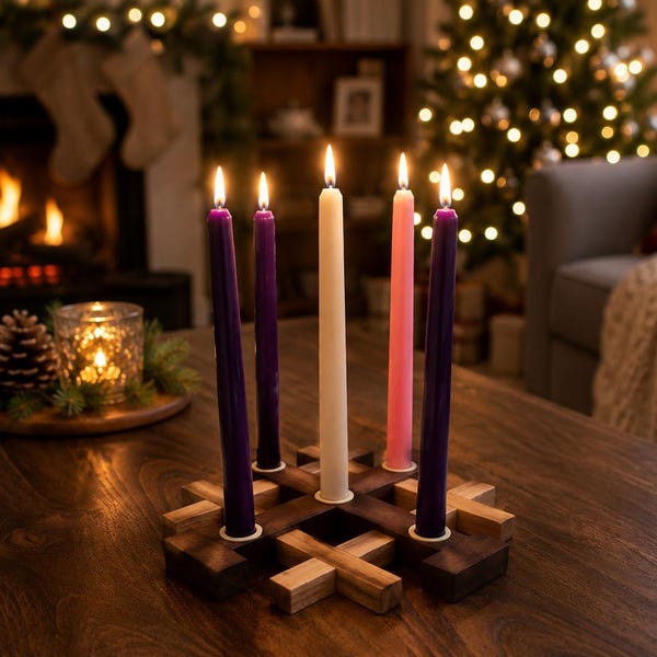 Handcrafted Jerusalem Cross Advent Candle Holder for Christmas