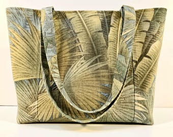 Tropical Leaf Canvas Tote Bag: Bahamian Breeze Surf Shoulder bag, Pelican Tote bag