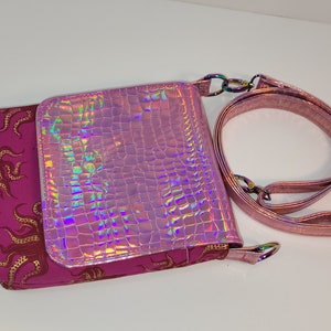 Octopus Mini Messenger Bag: Hot Pink & Metallic Gold Crossbody Purse
