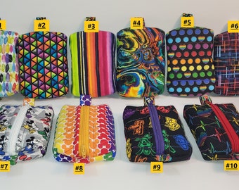 Rainbow Collection Mini Zipper Boxy Bag, Coin-Card Pouch, Earbud Pouch, Clip On Keychain Pouch, Rainbow Disney Box Bags