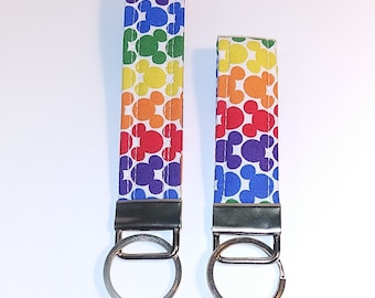 Rainbow Mickey Mouse Keychain, Disney Pride Key Fob