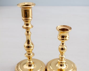 Pair of Brass Baldwin Gold Candleholders/Candlestick Holders