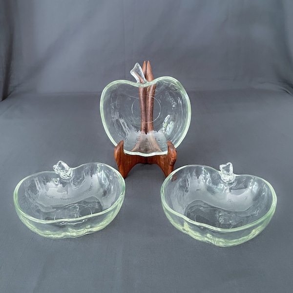 Set of 3 Stackable Glass Apple Orchard Serving Dishes/Plates/Bowls
