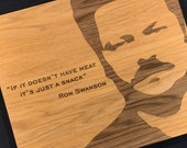 Parks and Recreation Personalized  Butcher Block Cutting Board.  Laser Engraved Ron Swanson