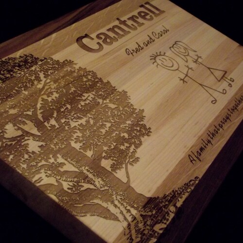 Personalized Custom Butcher Block Cutting Board. Stick Family Design. 1 1/4