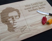 Personalized NAPOLEON DYNAMITE  HICKORY Butcher Block Cutting Board.  Laser Engrave the name of your choice in place of "Mrs Lewis"