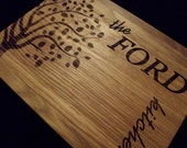 Personalized Cutting Board-FAMILY KITCHEN 10x13.  White Oak Perfect gift for parents, grandparents, weddings and Christmas  Ships Fast!