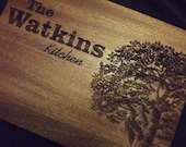 Personalized Cutting Board Big Oak Tree. 11x15 Butcher Block Hardwood MAHOGANY. Perfect Gift for Christmas, Wedding, Anniversary or B-Day