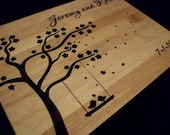 Personalized Cutting Board-TREE SWING  Hard Maple  11x15- Great Laser Engraved Gifts for Weddings, Anniversaries and Christmas.