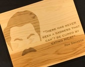 Parks and Recreation Personalized  Butcher Block Cutting Board.  Laser Engraved Ron Swanson