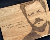Parks and Recreation Personalized  Butcher Block Cutting Board.  Laser Engraved Ron Swanson