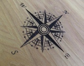 Personalized Butcher Block Hardwood HICKORY Cutting Board 11x15.  COMPASS DESIGN Perfect Gift for Christmas, Wedding, Anniversary or B-Day