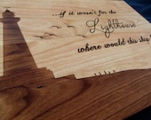 Personalized Butcher Block Hardwood CHERRY LIGHTHOUSE 11x15 Cutting Board . Perfect Gift for Christmas, Wedding, Anniversary, Housewarming