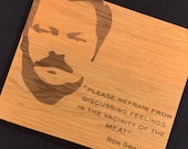 Parks and Recreation Personalized  Butcher Block Cutting Board.  Laser Engraved Ron Swanson