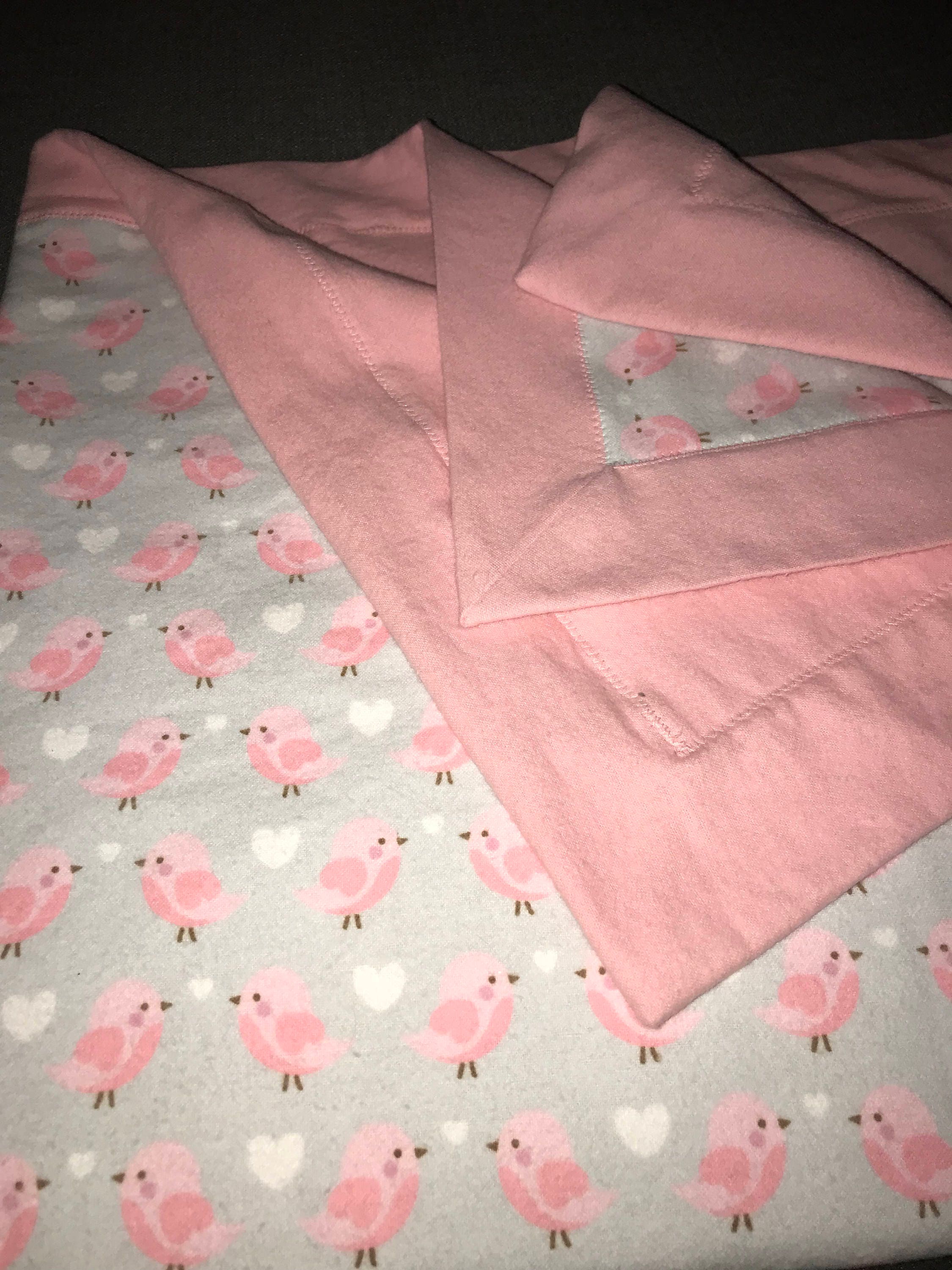 Double Sided Receiving Blanket Pink and Grey Song Birds Etsy Canada