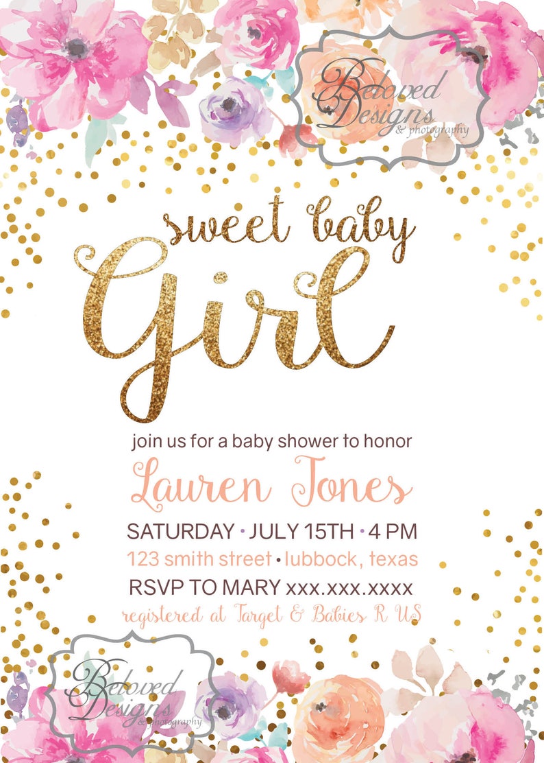 Sweet Baby Girl Shower Invitation Etsy