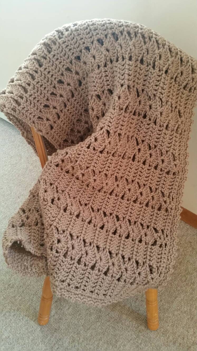 Chunky Acrylic Throw in Soft Taupe. 50 by 56 inches weighs Etsy