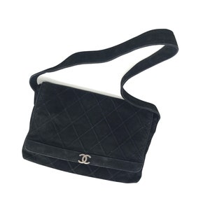 Chanel Matelasse Classic Flap Shoulder Bag Small Velor Black