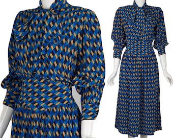Vintage givenchy blue dress 1980s
