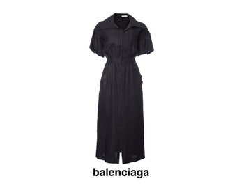 Vintage Balenciaga black cotton lawn dress 1980s