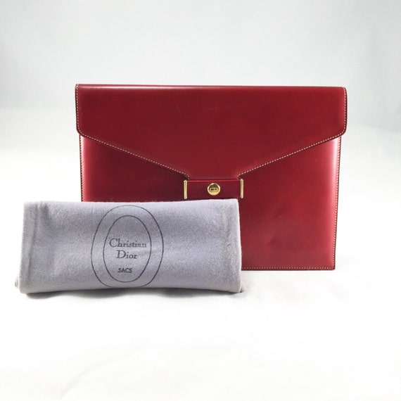 Vintage Christian Dior Red Leather Clutch - image 1