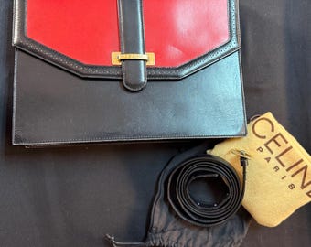 Bolsa de mão e carteira Celine vermelha e preta