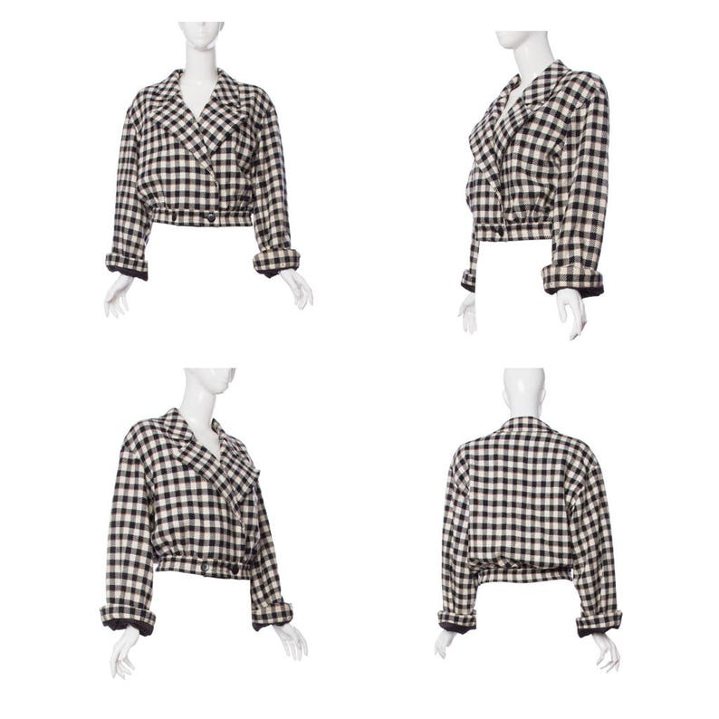 90s vintage valentino jacket double breasted checkered cropped image 2