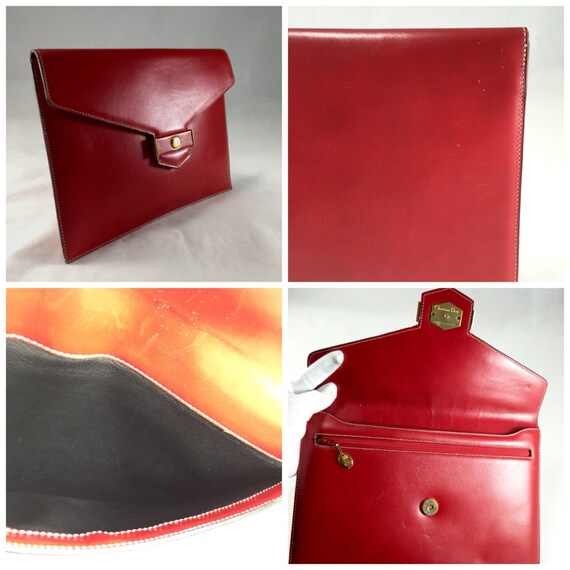 Vintage Christian Dior Red Leather Clutch - image 4