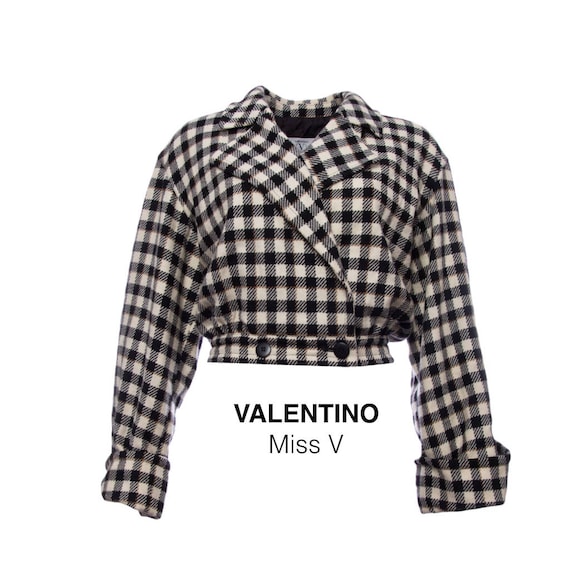 90s vintage valentino jacket double breasted check