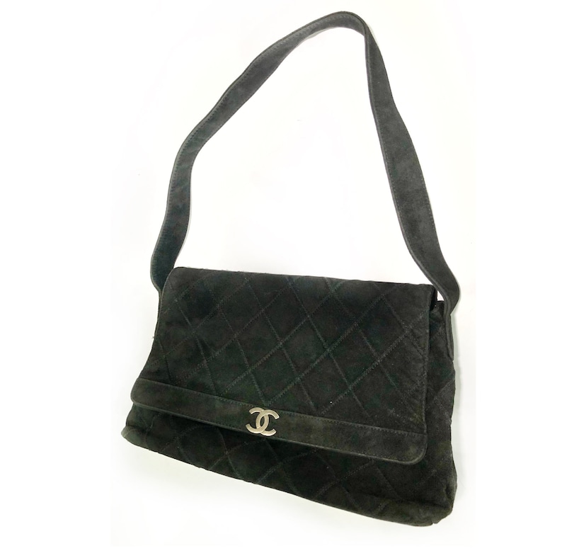 Chanel Vintage Suede Shoulder Bag Etsy UK