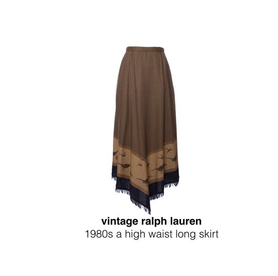 Vintage ralph lauren bird printed long skirt