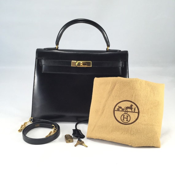 Hermes Kelly 32 Schwarze Tasche Etsy