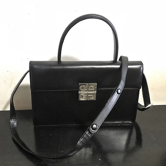 GIVENCHY VINTAGE BLACK SATIN EMBROIDERY FLAP BAG - CRTBLNCHSHP