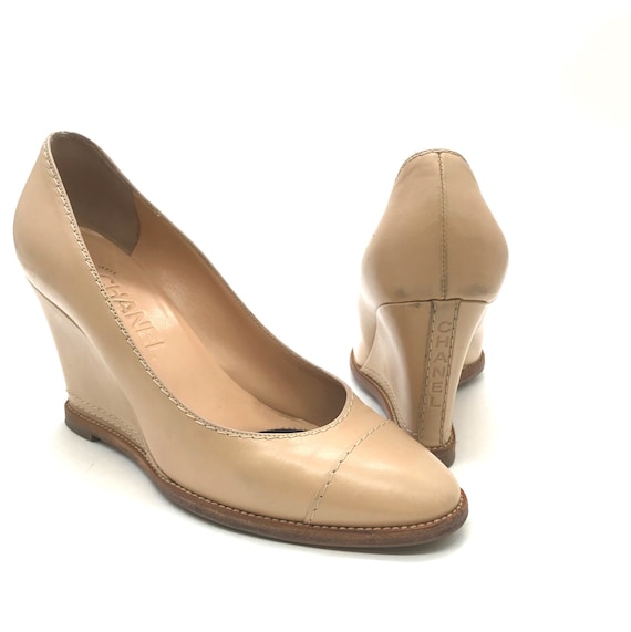 Chanel Beige Wedges Pumps - image 3