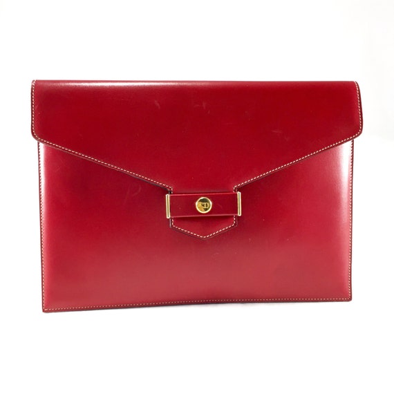 Vintage Christian Dior Red Leather Clutch - image 5