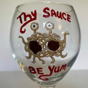 Flying Spaghetti Monster Wine Glass