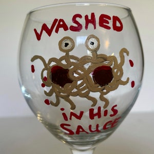 Flying Spaghetti Monster Wine Glass
