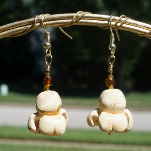 Popcorn Earrings, Carmel Swirl Corn, Earrings for Popcorn Lovers
